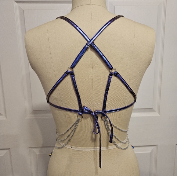 Club Exx Strappy Iridescent Rave Bikini Set Size M - Picture 2 of 5